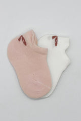 Nessiworld Bistyle 2-Piece Sneakers Smile Combed Cotton Socks BS20106 Pink Ecru