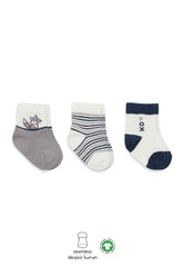 Nessiworld Bistyle 3-Pack Combed Cotton Ankle Socks BS10109 Gray