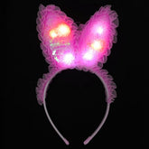 Nessiworld Fuchsia Sequined Led Light Rabbit Ear Crown with Lace Edges 23x19 cm