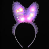 Nessiworld Purple Sequined Led Light Rabbit Ear Crown with Lace Edges 23x19 cm