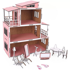 Nessiworld Oyuncak Ahşap Klasik 3 Katlı Bebek Evi