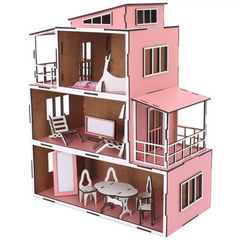 Nessiworld Oyuncak Ahşap Klasik 3 Katlı Bebek Evi