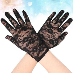 Nessiworld Black Color Wrist Length Lace Gloves Adult Size