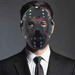 Nessiworld Siyah Renk Kırmızı Çizgili Tam Yüz Hokey Jason Maskesi Hannibal Maskesi