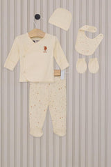 Nessiworld USPolo Baby Girl 5-Piece Bodysuit Set USB2107 Cream