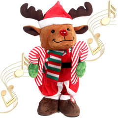 Nessiworld Christmas Dancing Battery Operated Plush Reindeer with Cane