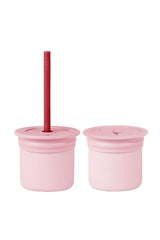 Nessiworld OiOi Raw + Tube Silicone Cup Set with Straw Pinky Pink / Velvet Rose
