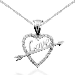 Silver Love Arrow Heart Women's Necklace