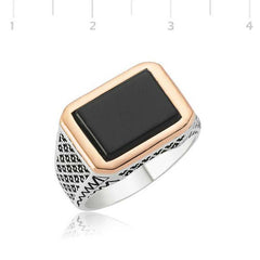 Silver Black Stone Men's Ring