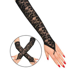 Nessiworld Finger Strap Elegant Night Chic Lace Gloves 40 cm