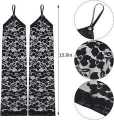 Nessiworld Finger Strap Elegant Night Chic Lace Gloves 40 cm