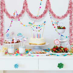 Décoration de fête à paillettes Nessiworld, 2 mètres de longueur, 6 cm de largeur, couleur rose, importée