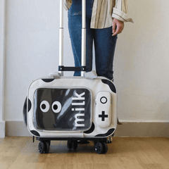 Paw Portal İnek Desenli Tekerlekli Evcil Hayvan Taşıma Çantası - MeanYou