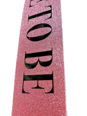 Ceinture NessiWorld rose noire épaisse avec inscription « Bride To Be » brillante et pailletée 10 x 80 cm