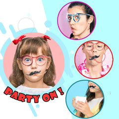 Nessiworld Party Glasses with Straw - Kids and Adults Mustache Glasses with Straw Red Color 18x14 cm