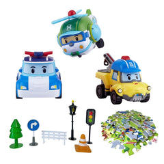 Nessiworld Poli-ZR-912 Robocar Poly Gogo City Serial Poly Burky Hellly Set