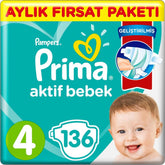Nessiworld Pampers Diaper Active Baby Size 4 Monthly Opportunity Pack 136 Pieces