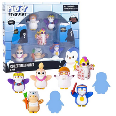 Nessiworld Pudgy Penguins Ensemble de 8 figurines S2 Ensemble de pingouins tenant un drapeau