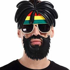 Nessiworld Rasta Wig Rasta Beard Bob Marley Mustache Party Glasses 27x18 cm