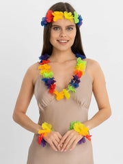 Nessiworld Rengarenk Hawaii Kolye Taç Bileklik Seti 4 Parça