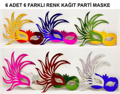 Nessiworld Colorful Paper Material Party Ball Mask 6 Pieces