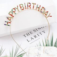 Nessiworld Colorful Crystal Stone Extra Luxury Silver Plated Happy Birthday Crown 16x17 cm