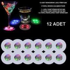 Sous-verre décoratif à LED coloré Nessiworld (12 pièces, à piles)