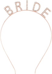 Nessiworld Rose Gold Color Bachelorette Crystal Stone Bride Crown Imported 16x10 cm