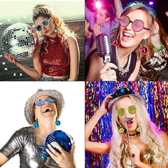 Boucles d'oreilles boule disco Nessiworld, lunettes rétro hawaïennes, 5 couleurs, 6 pièces