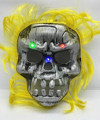 NessiWorld Yellow Hair Led Light Skull Skeleton Horror Mask 22x25 cm