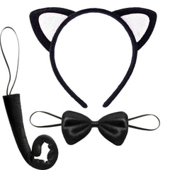 Nessiworld Cute Cat Costume Set Ears Bow Tie Tail White Color