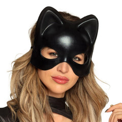 Nessiworld Siyah Deri Görünümlü Kedi Maskesi – Cosplay & Maskeli Balo