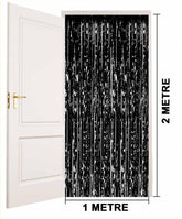 NessiWorld Siyah Renk Ekstra Metalize Parlak Saçaklı Arka Fon Perde İthal A Kalite 1x2 Metre