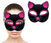 NessiWorld Black Color Fuchsia Glitter Suede Coating Cat Mask 18x14 cm