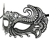 Nessiworld Black Color Laser Cut Metal Prom Party Venetian Mask with Crystal Stones