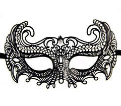 Nessiworld Black Color Laser Cut Metal Prom Party Venetian Mask with Crystal Stones