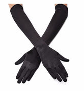 Nessiworld Black Color Lycra Elbow Length Fabric Gloves 40 cm