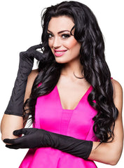 Nessiworld Black Color Lycra Elbow Length Fabric Gloves 40 cm