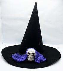 Nessiworld Black Color Blue Veil Skull Themed Witch Hat 35x38 cm