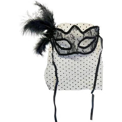 Nessiworld Black Color Black Polka Dot Veil Pearl Party Mask