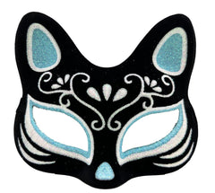 Nessiworld Black Color Suede Coating Silver Blue Glitter Cat Mask 17x14 cm