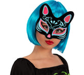 NessiWorld Black Color Blue Red Glitter Suede Coating Cat Mask 17x14 cm