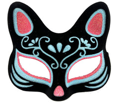 NessiWorld Black Color Blue Red Glitter Suede Coating Cat Mask 17x14 cm