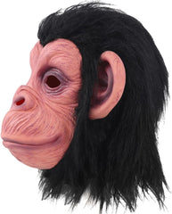 NessiWorld Black Haired Fully Fitted Latex Chimpanzee Mask - Latex Monkey Orangutan Gorilla Mask Meat Mask