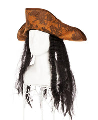 Nessiworld Siyah Saçlı Kaptan Korsan Şapkası