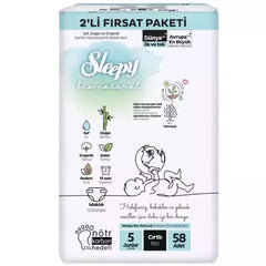 Nessiworld Sleepy Bio Natural Baby Diaper 2 Pack 5 Size 58 Pieces