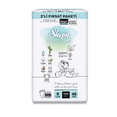 Nessiworld Sleepy Bio Natural Baby Diaper 2 Pack 6 Size 46 Pieces