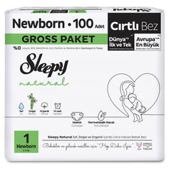 Nessiworld Sleepy Natural Bebek Bezi Gross Paket 1 Beden 2-5 Kg 100 Adet