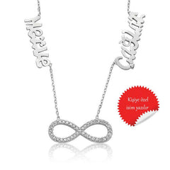 Silver Infinity Two Name Women's Necklace