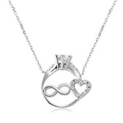 Silver Infinity Heart Single Stone Women's Necklace